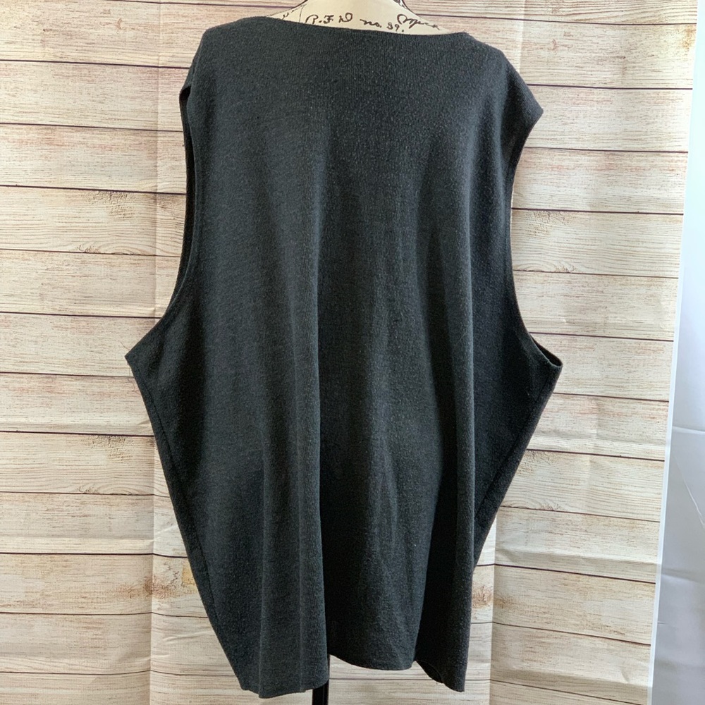 JK America Gray Sleeveless Cardigan 4 Button Front - Picture 2 of 4